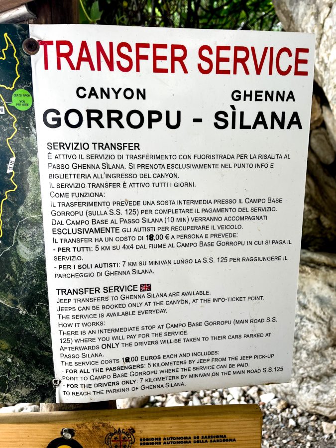 gorropu kloof jeep transfer